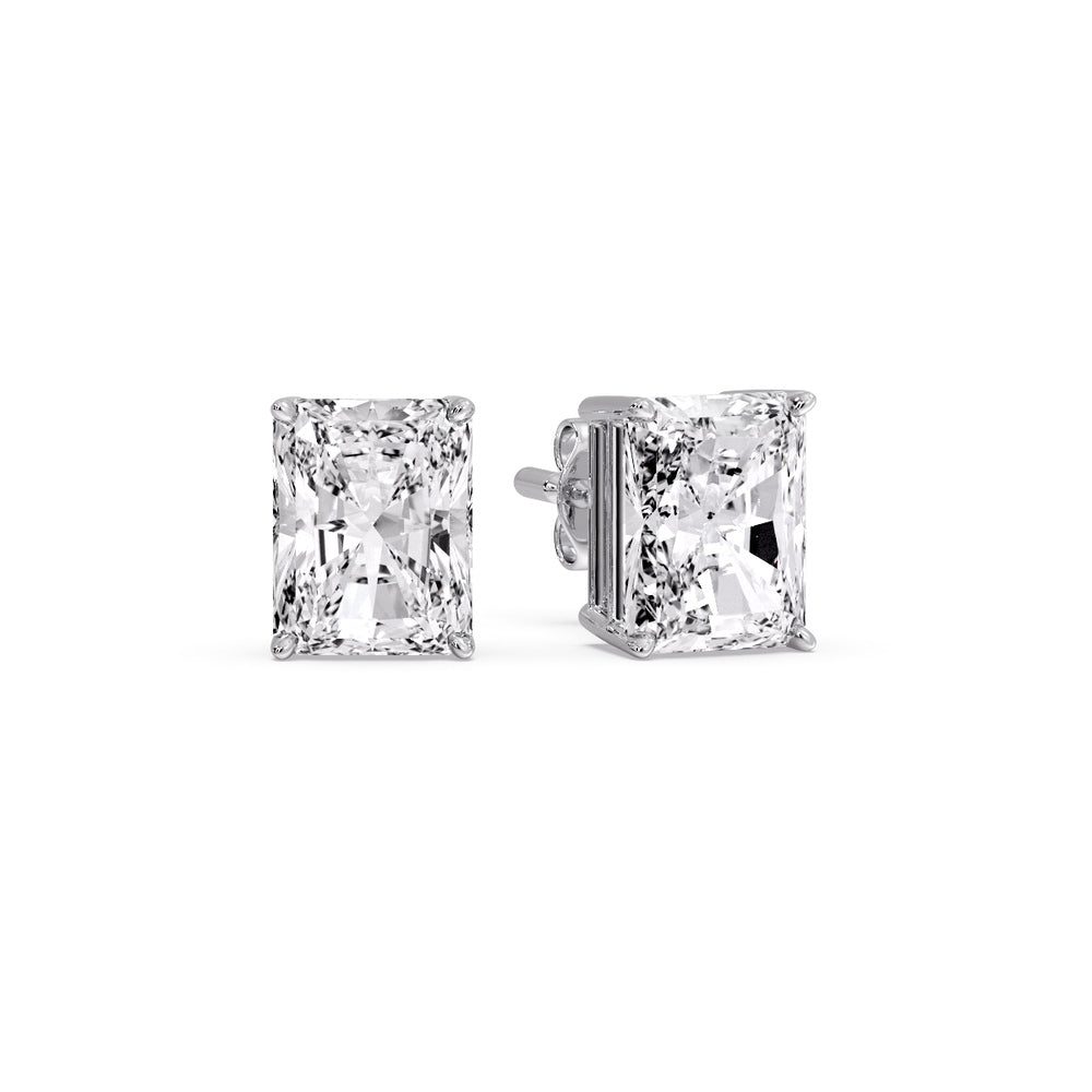 Radiant Diamond Basket Stud Earring