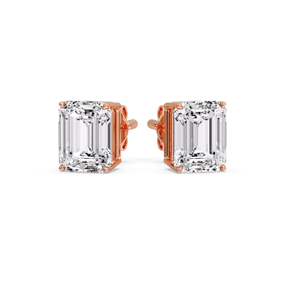 Emerald Cut Diamond Stud Earrings