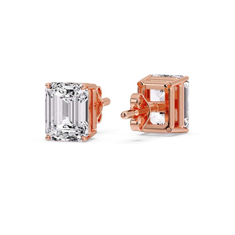 Emerald Cut Diamond Stud Earrings
