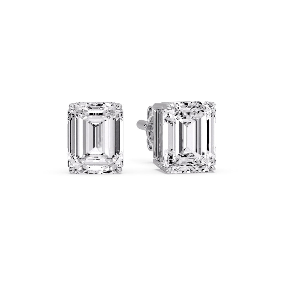 Emerald Cut Diamond Stud Earrings