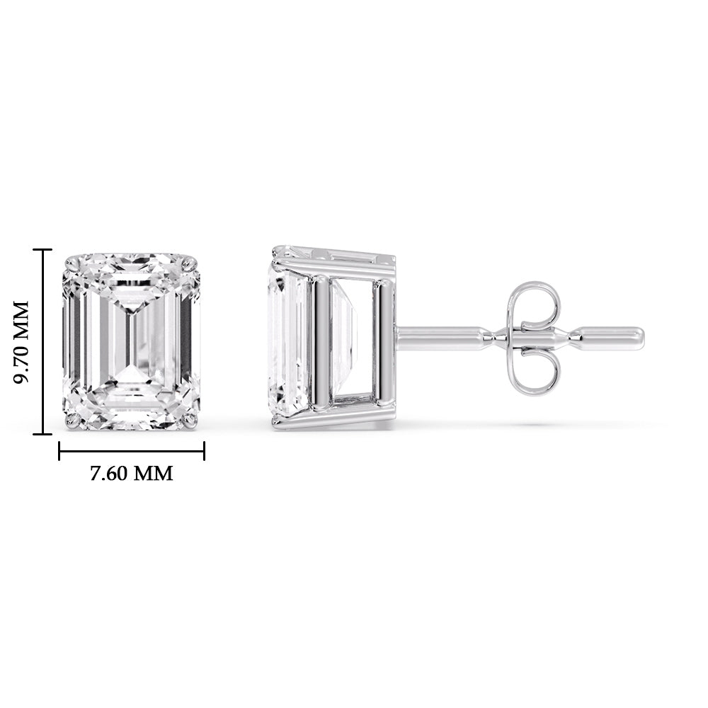 Emerald Cut Diamond Stud Earrings