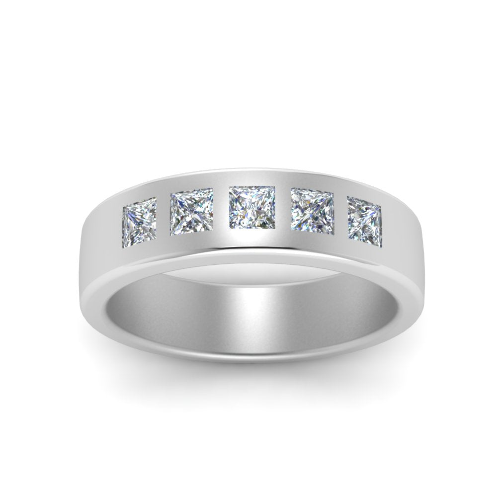 Flat Flush Set Mens Wedding Band