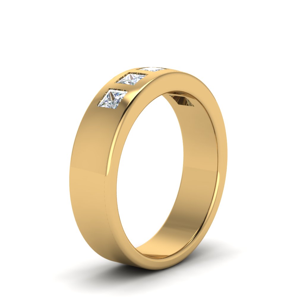 Flat Flush Set Mens Wedding Band