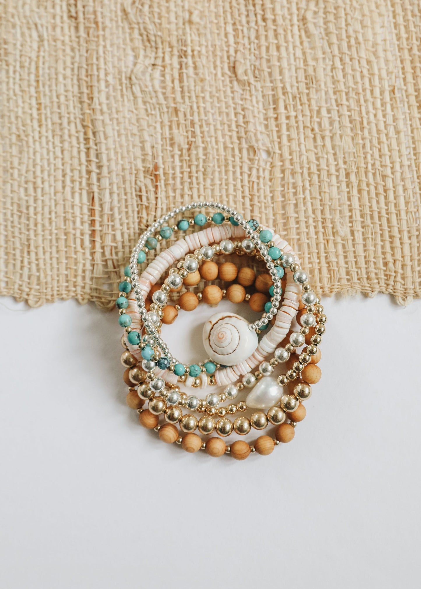 Sterling Silver + Sea Shell || Beaded Anklet or Bracelet