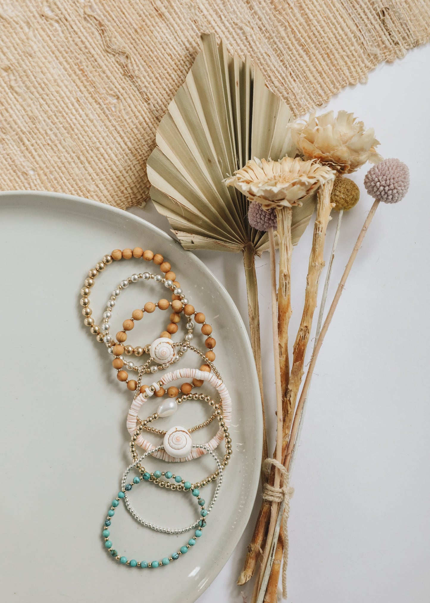 Sterling Silver + Sea Shell || Beaded Anklet or Bracelet