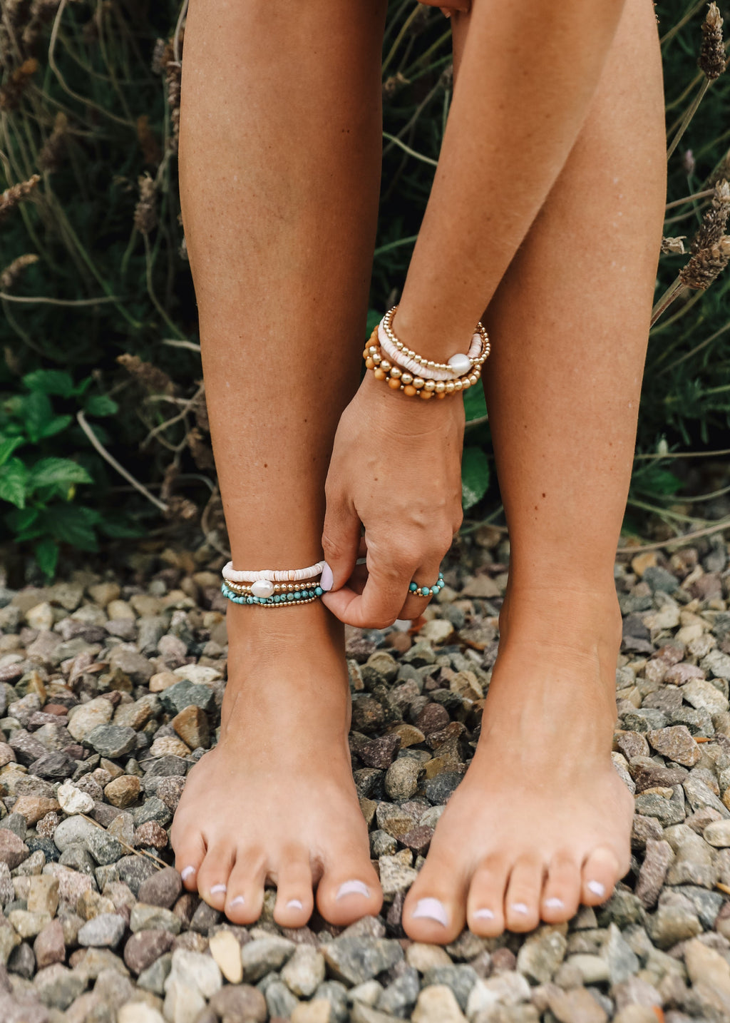 Dainty 14K Gold Filled + Sea Shell || Stretch Anklet or Bracelet