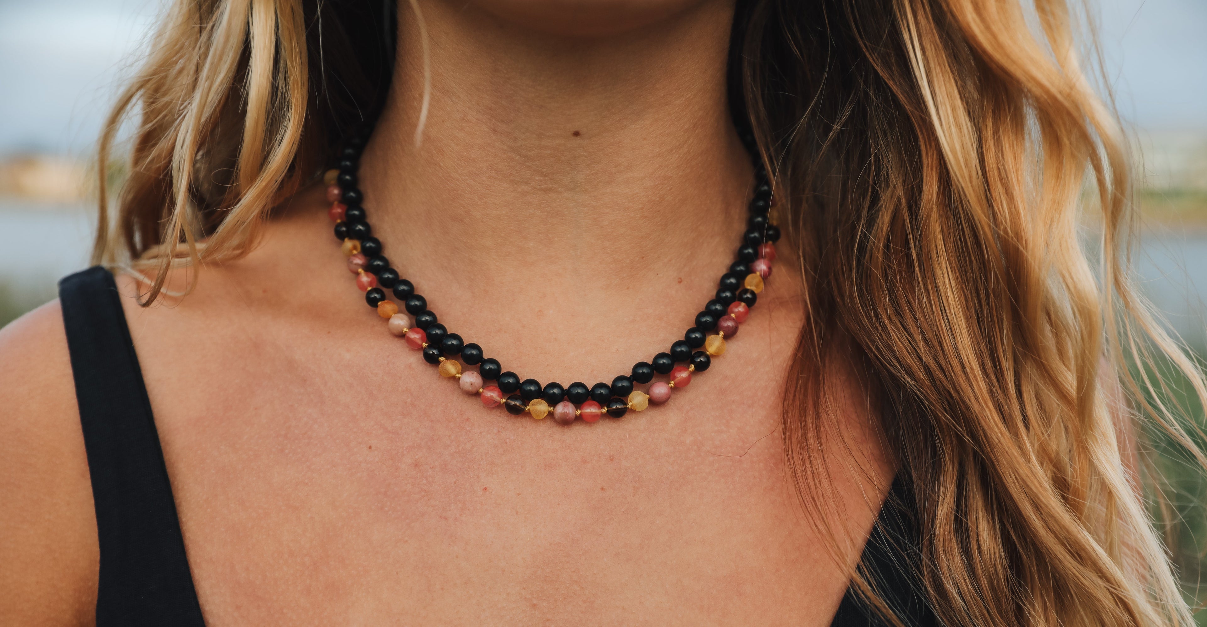 Raw Honey Baltic Sea Amber : Smokey Quartz + Rhodonite|| Anklet or Bracelet