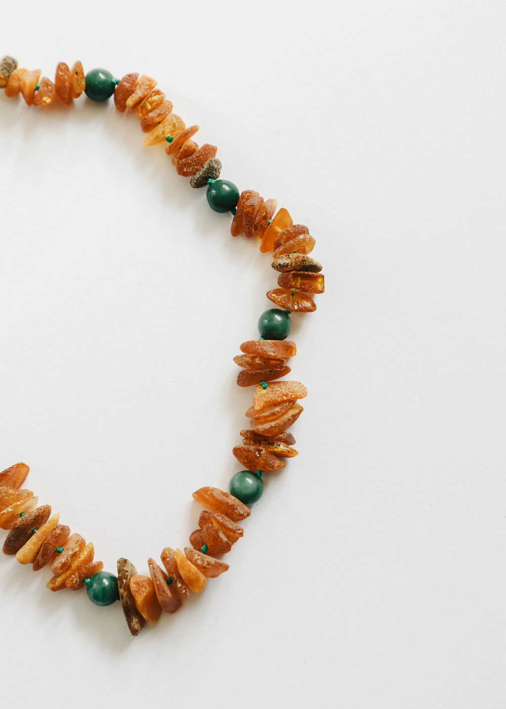 Pet Necklace: Raw Baltic Amber + Natural Green Jade