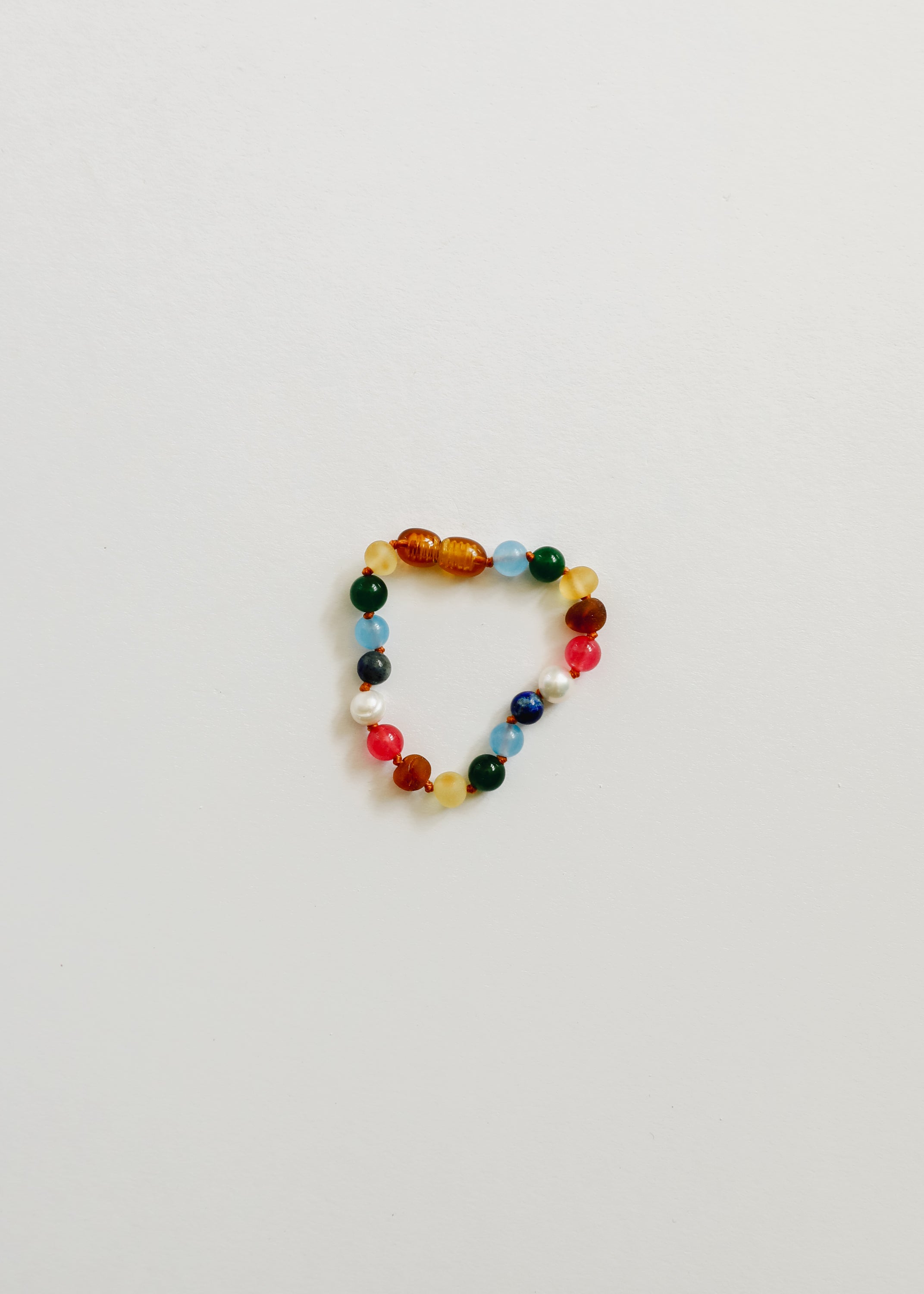 Raw Baltic Amber and Pearl Bracelet + Bright Pink Gemstones