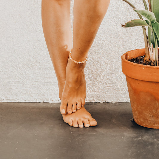 Raw Honey Baltic Amber + Pearl Halo || Anklet or Bracelet