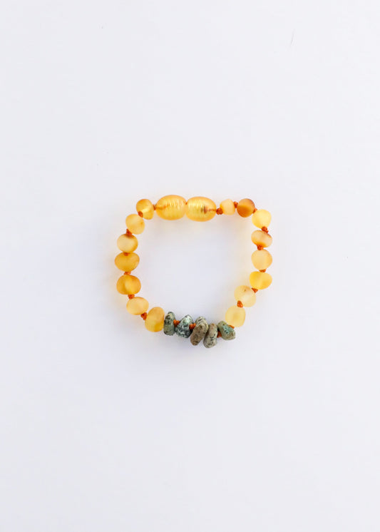 Raw Honey Baltic Amber + Raw Turquoise Jasper || Anklet or Bracelet