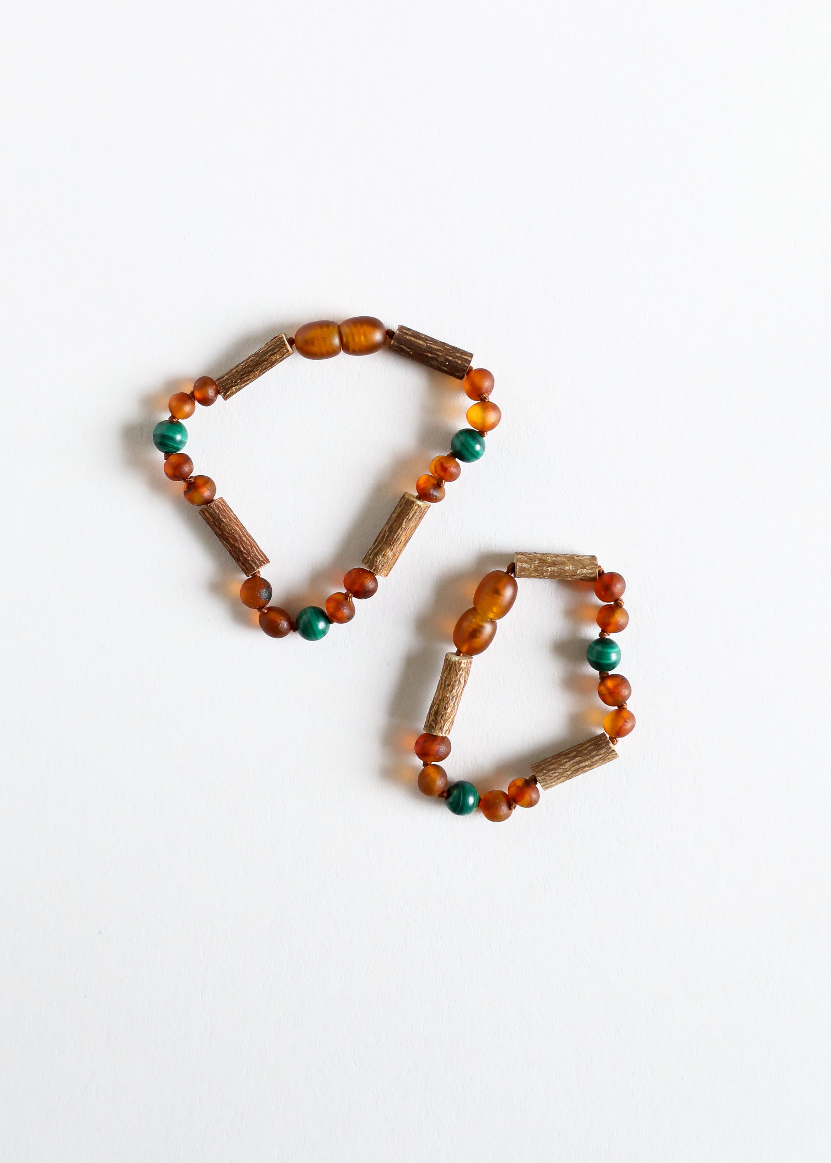 Hazelwood || Raw Cognac Baltic Amber + Malachite || Anklet or Bracelet