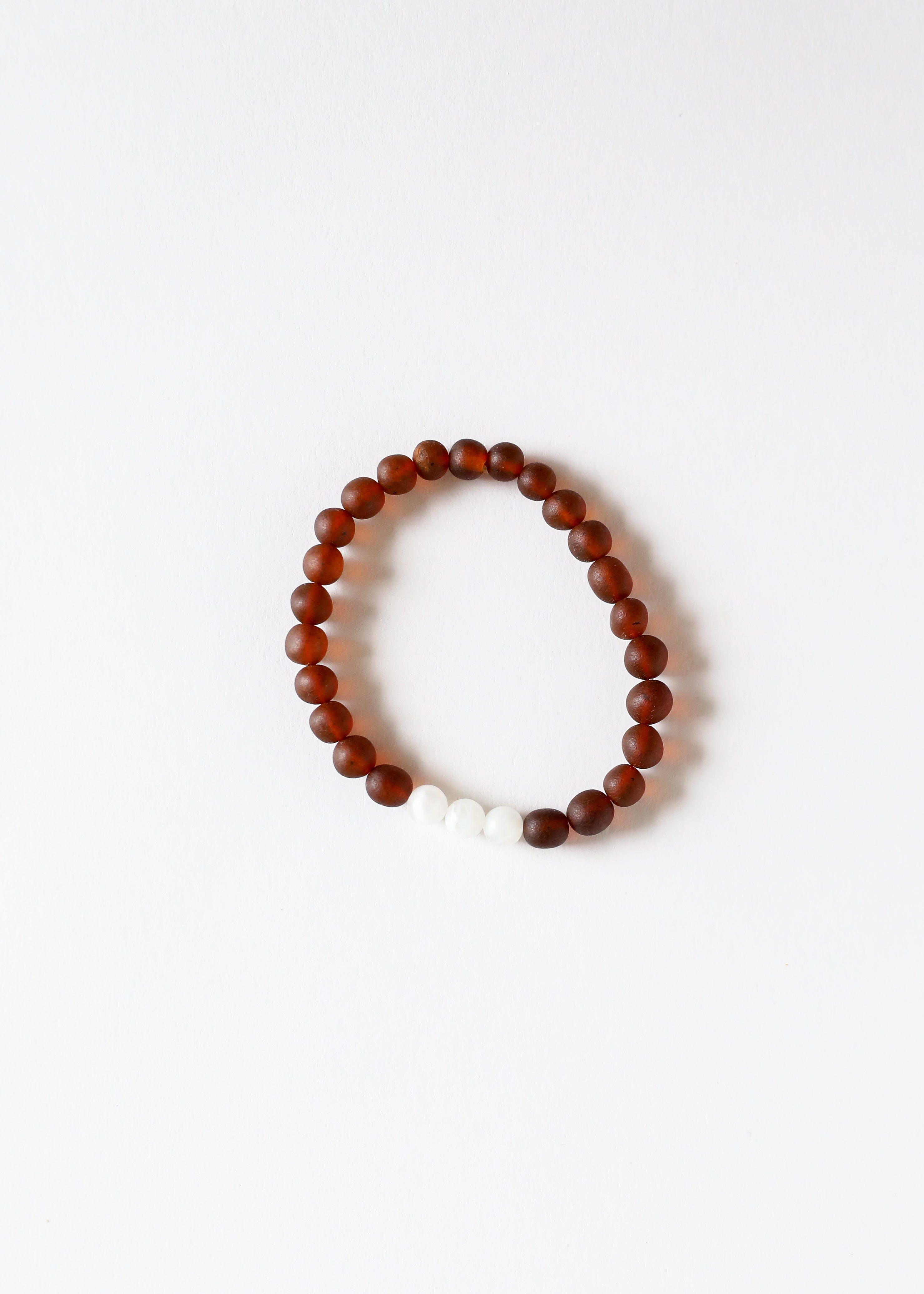 Raw Cognac Baltic Amber + Moonstone || Adult Bracelet
