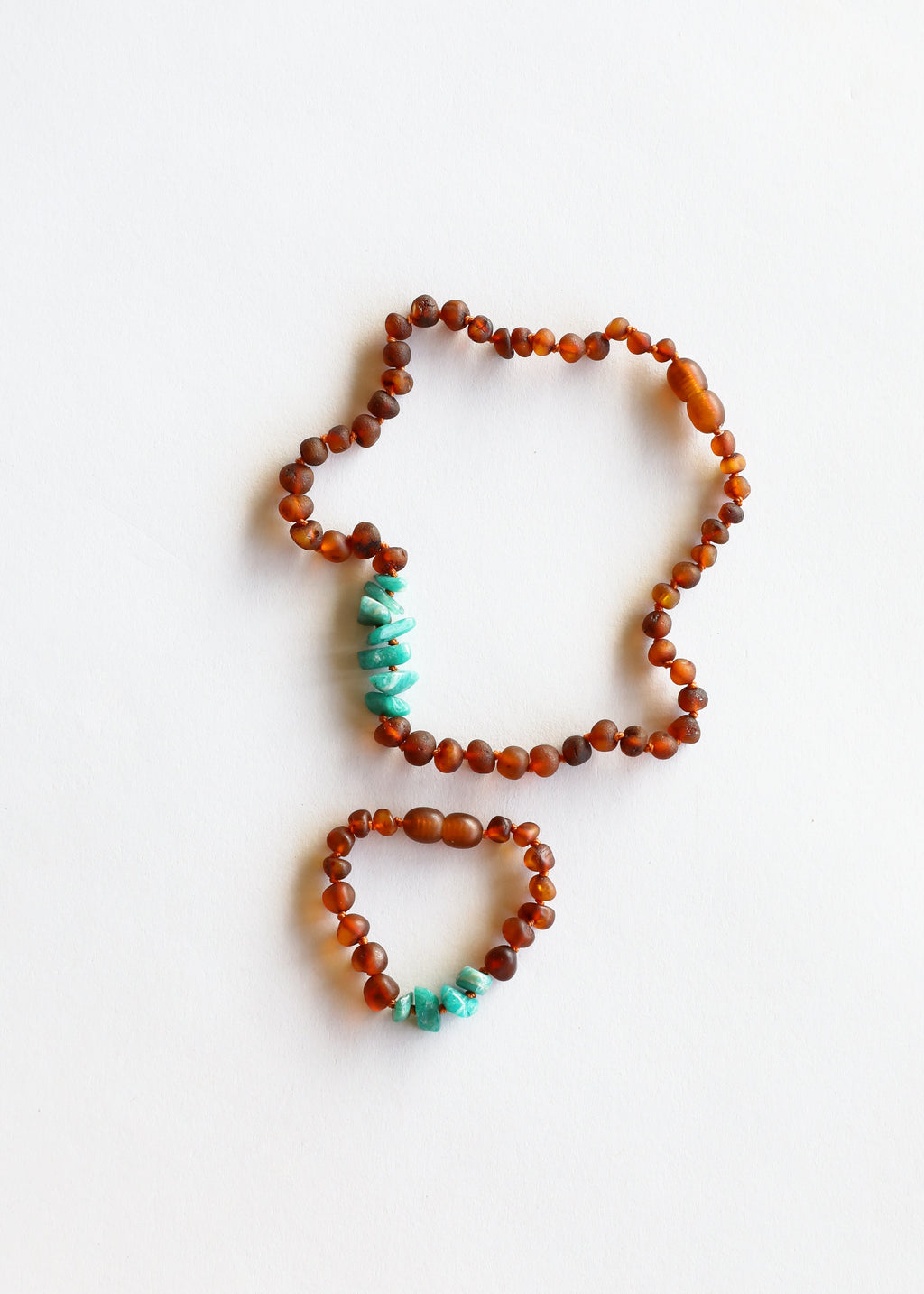 Raw Cognac Baltic Amber + Raw Amazonite || Kids Set