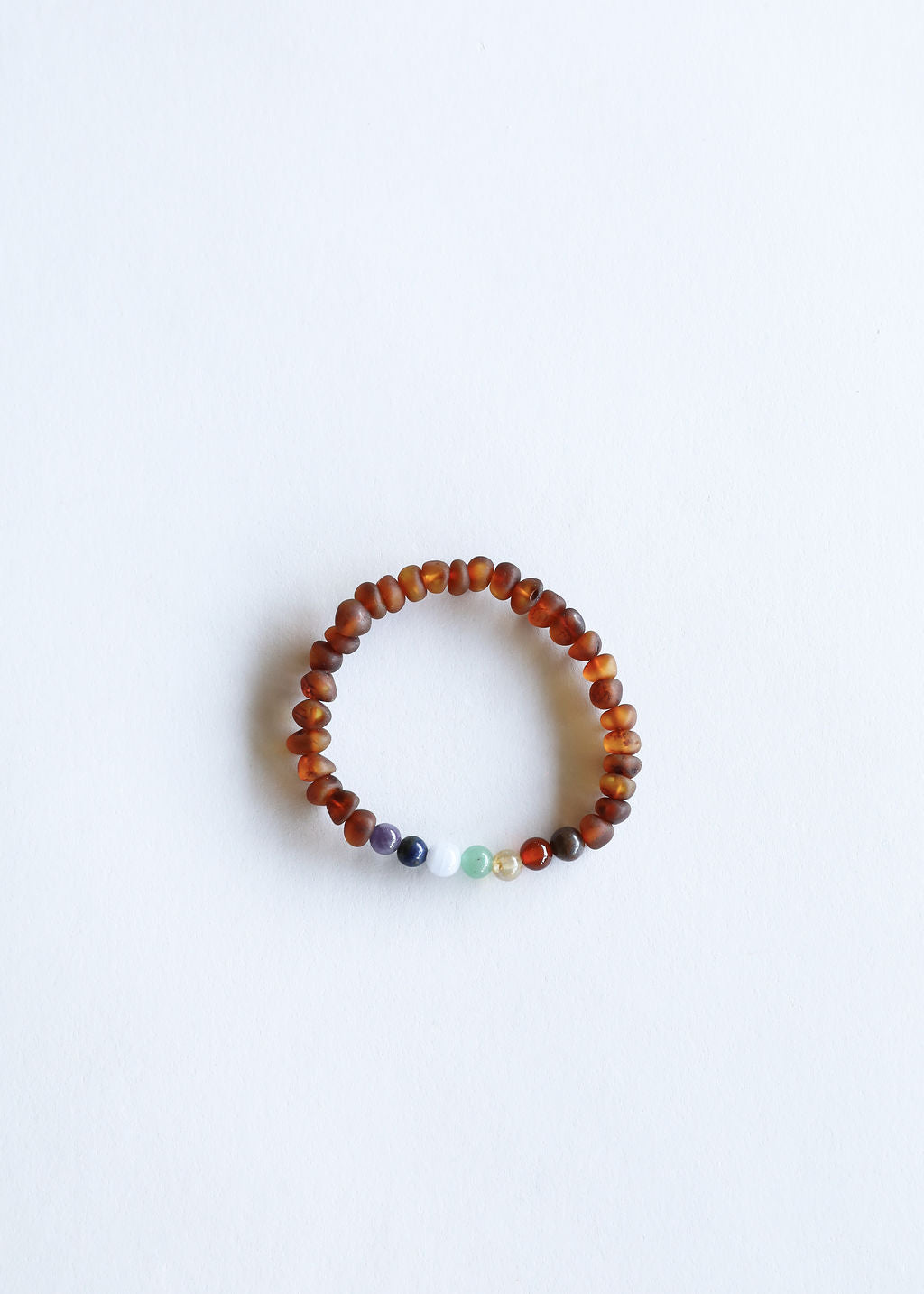 Raw Cognac Baltic Amber + CHAKRA Crystals || Adult Bracelet