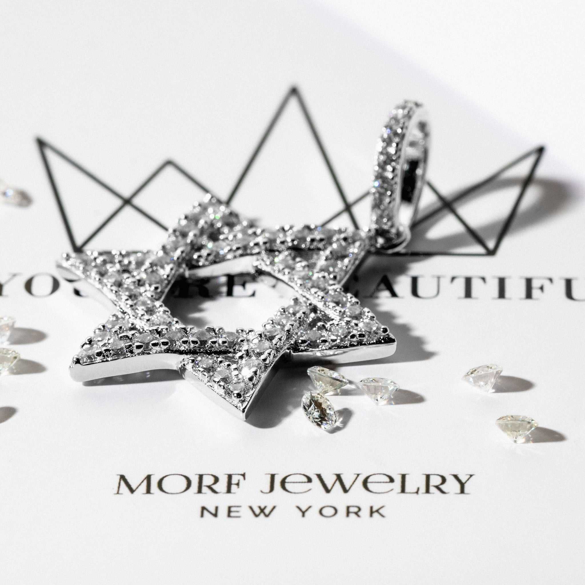 Jewish Magen Star Of David Pendant - Solid 925 Sterling Silver Men's Jewelry