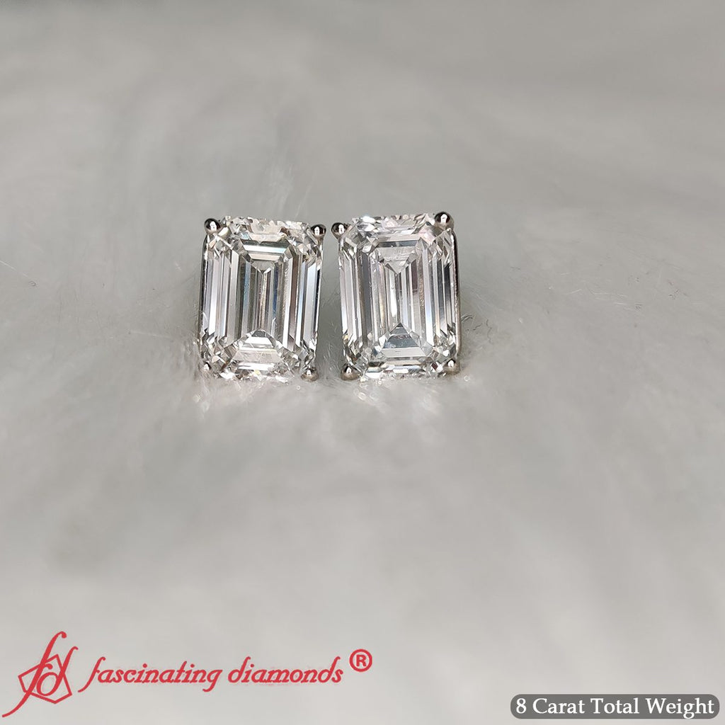 Emerald Cut Diamond Stud Earrings