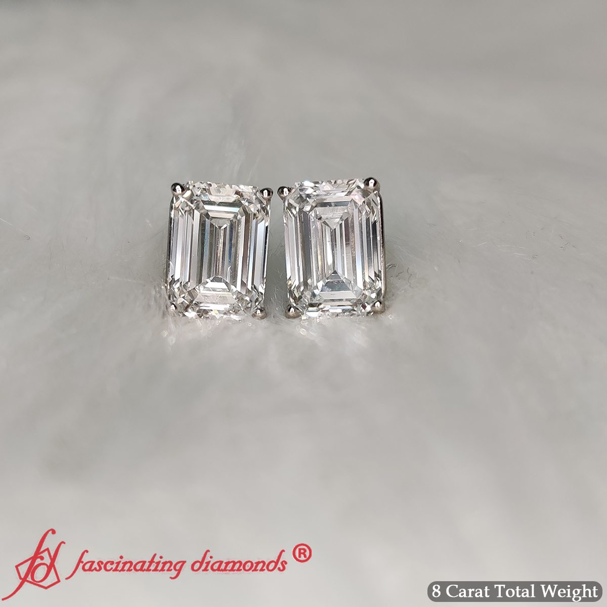 Emerald Cut Diamond Stud Earrings