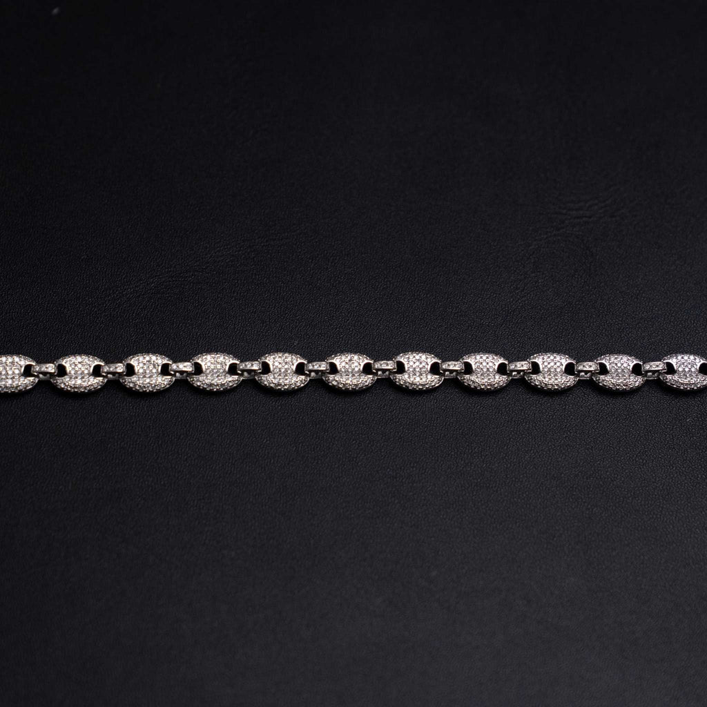 Moissanite Puffed Mariner Link Bracelet 925 Sterling Silver