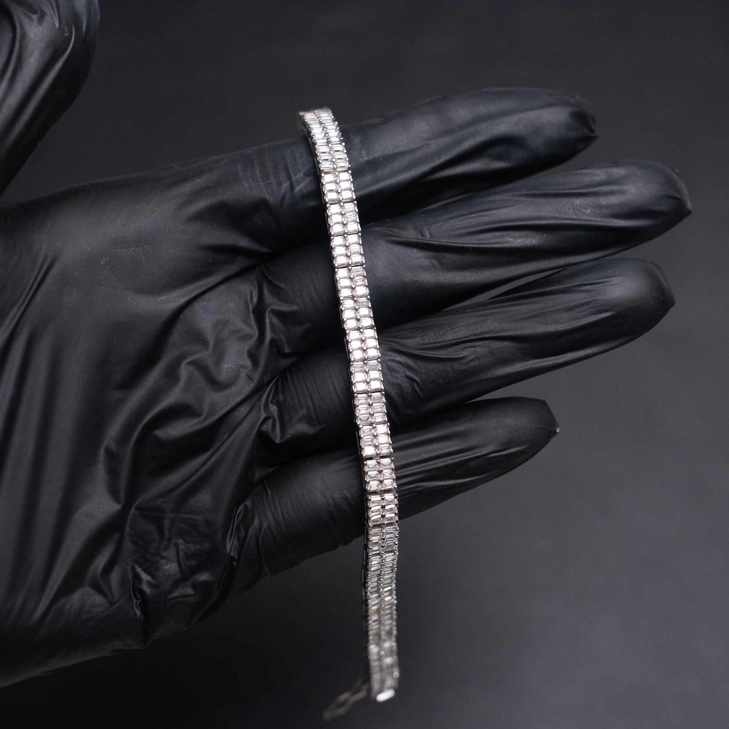 Baguette Moissanite Square Tennis Bracelet Solid 925 Sterling Silver