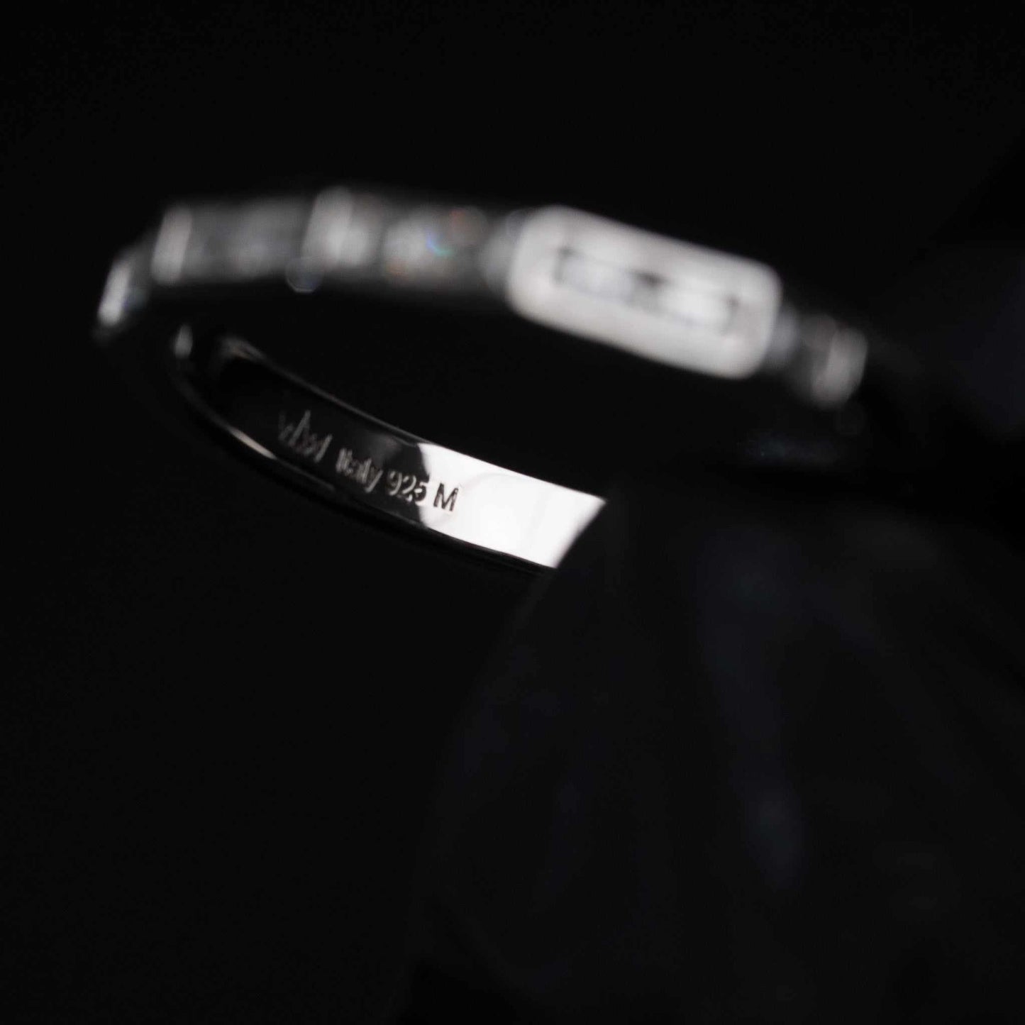 Moissanite Solid 925 Sterling Silver Half Eternity Baguette Ring Baguette Cut Women Band