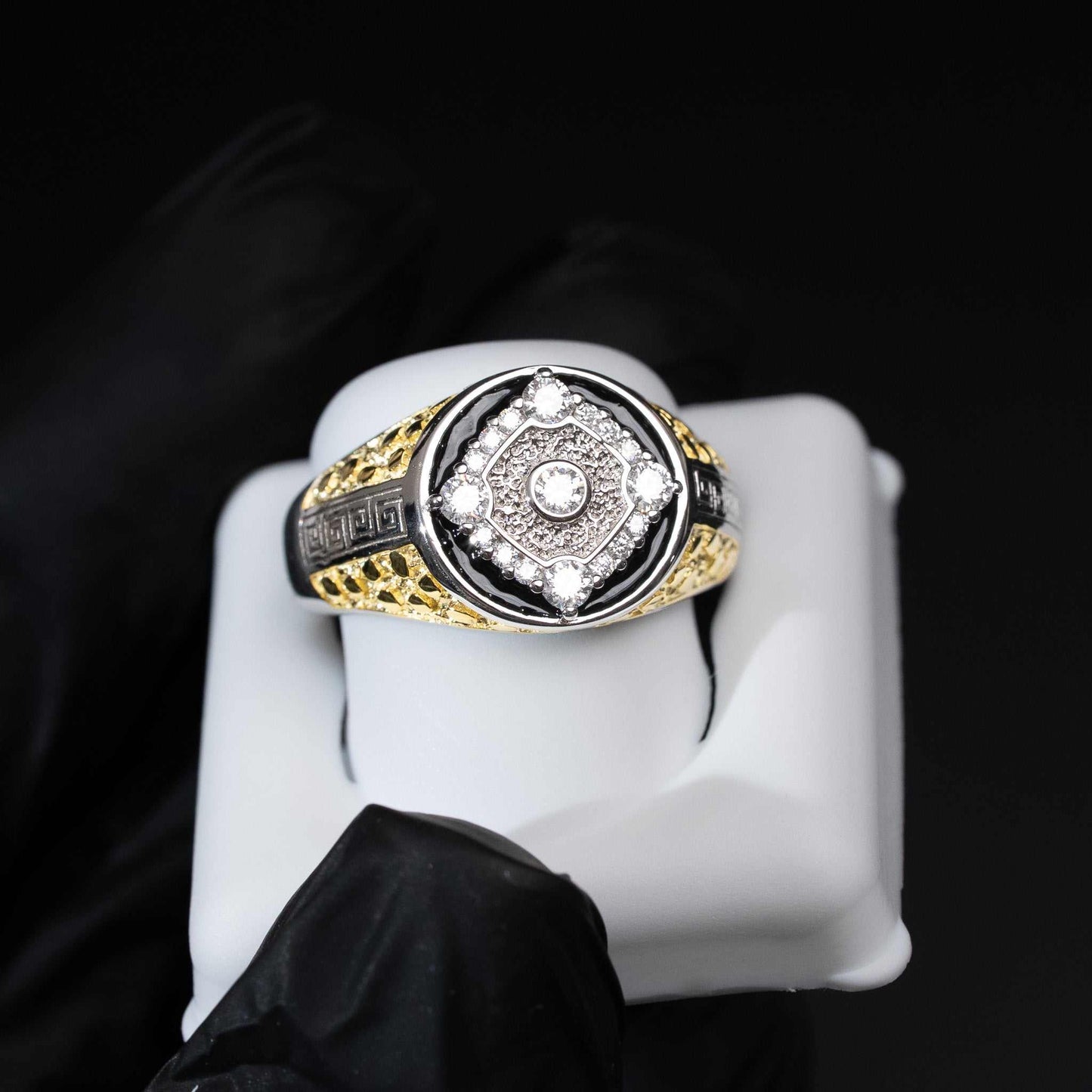 Men’s Three-Tone Moissanite Nugget Ring – 0.5 Carat