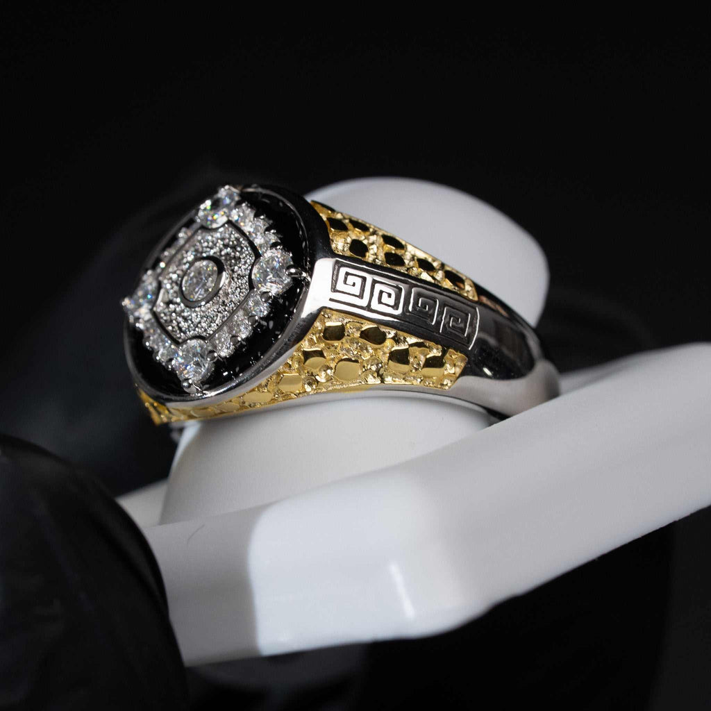 Men’s Three-Tone Moissanite Nugget Ring – 0.5 Carat