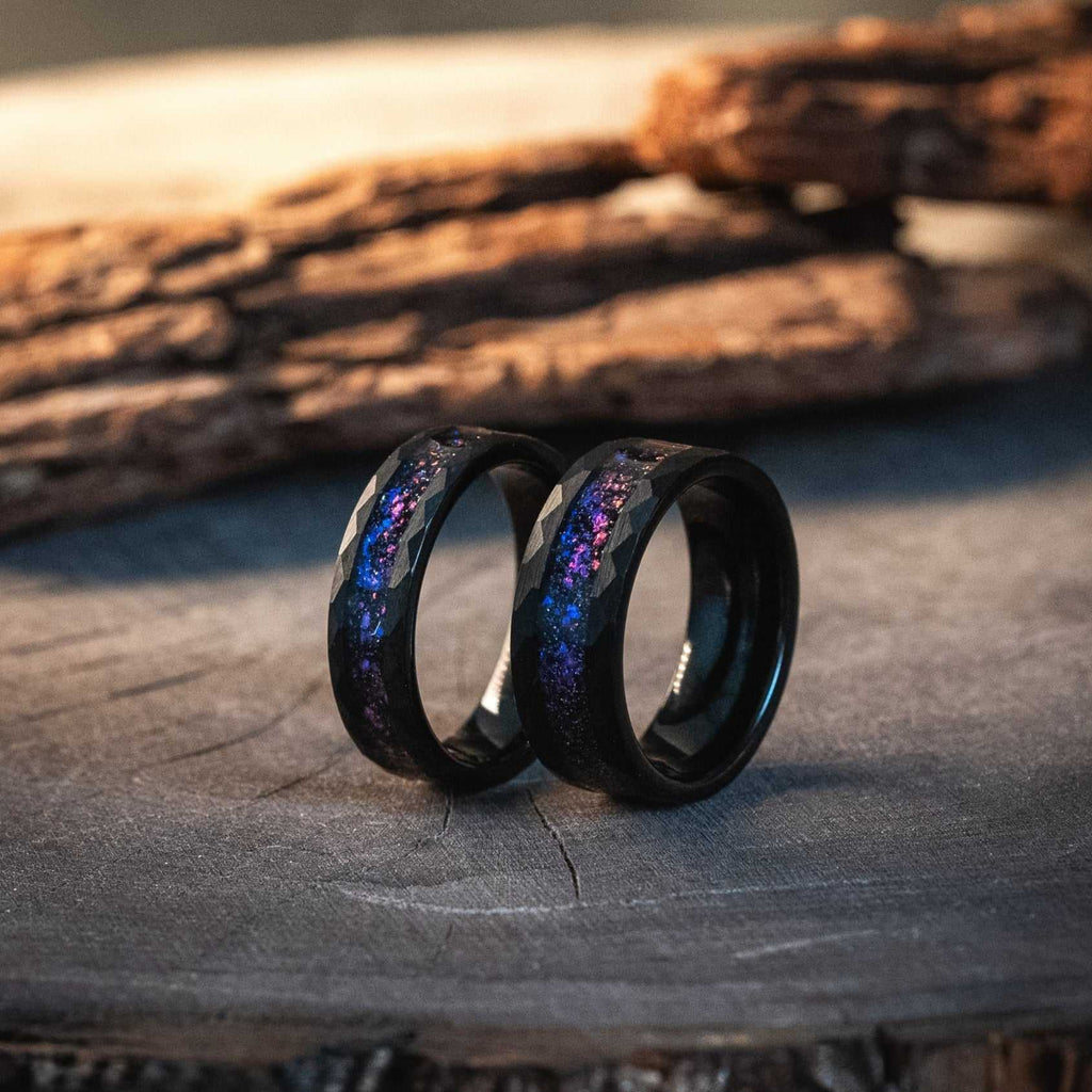 Couple Rings Nebula Meteorite x Galaxy Blue Sandstone Rings 6mm/8mm