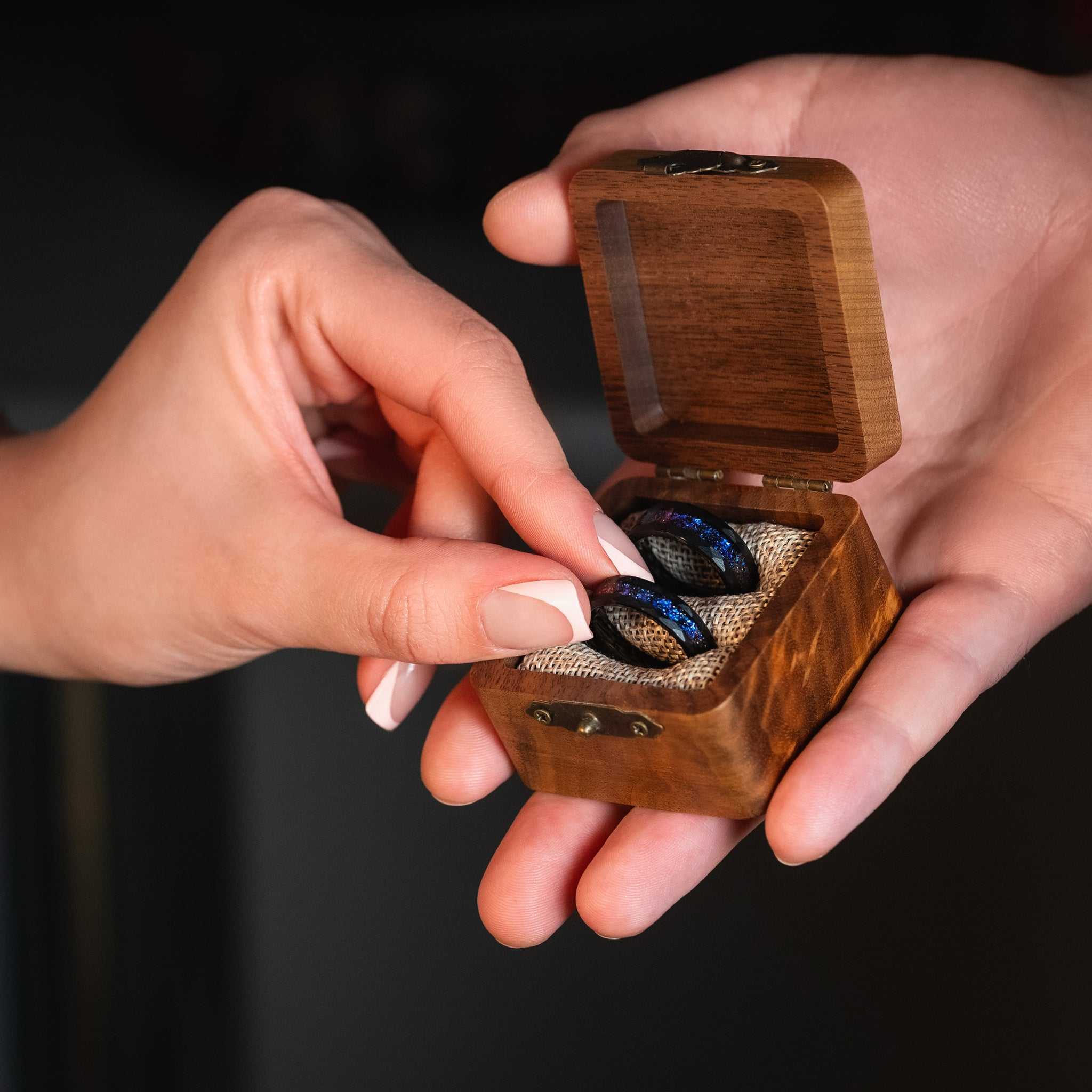 Couple Rings Nebula Meteorite x Galaxy Blue Sandstone Rings 6mm/8mm