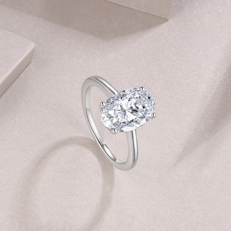 925 Silver Moissanite Engagement Ring for Women Simple Oval Cut Solitaire Wedding Jewelry Minimalist Classic Promise Gift-2