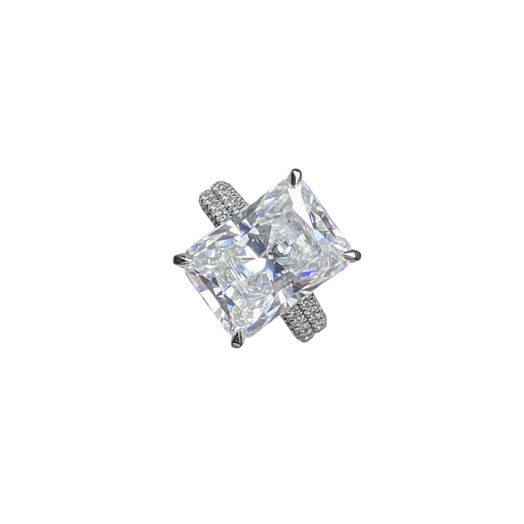 New Design PT950 Platinum White D VVS 8 Carat Radiant Cut 10x14mm Moissanite Gemstone Engagement Ring-0