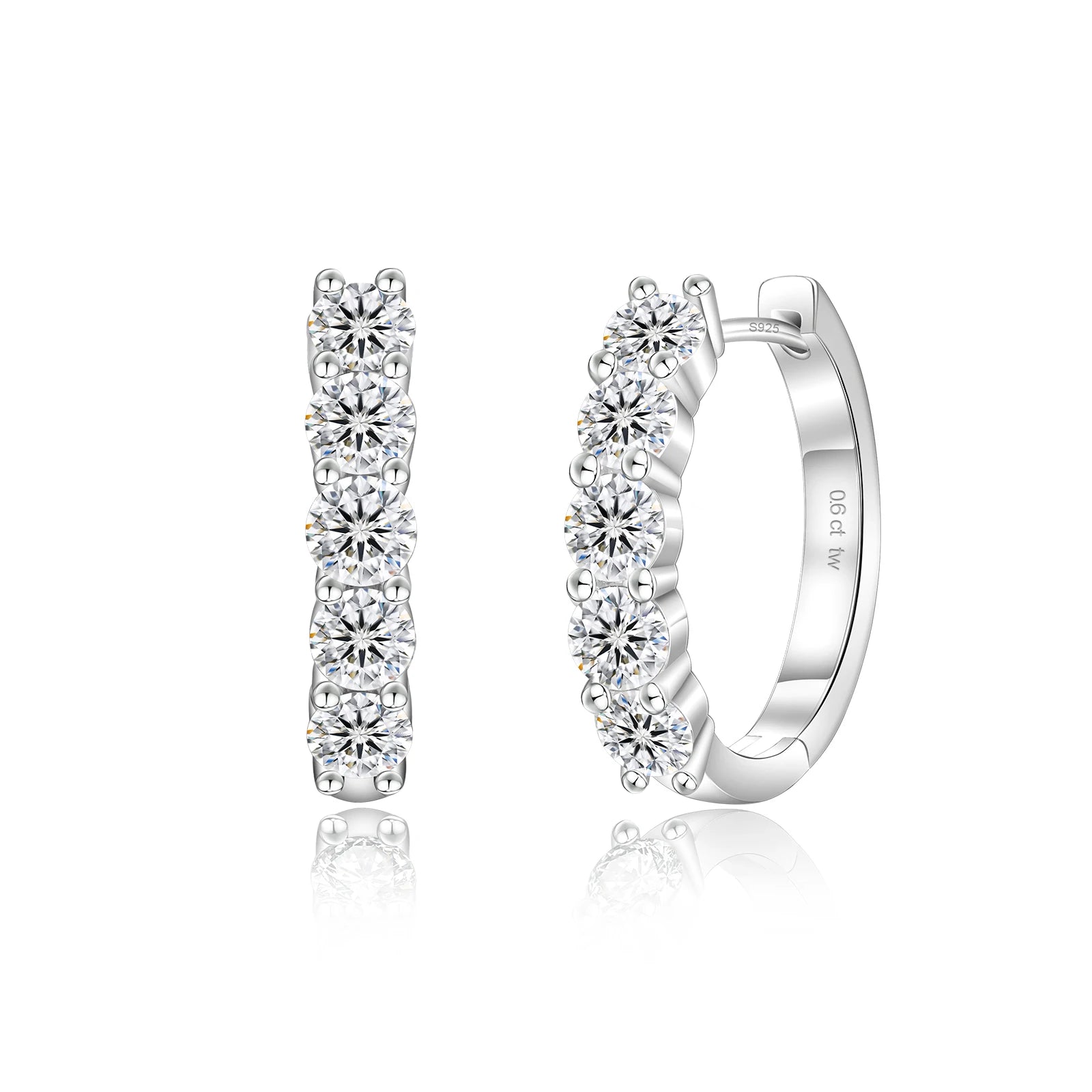 2.0ct 1ct VVS Moissanite Diamond Huggie Ear Cuffs Hypoallergenic Sterling Silver 925 14K Gold Plated Hoop Earring for Women Men-7