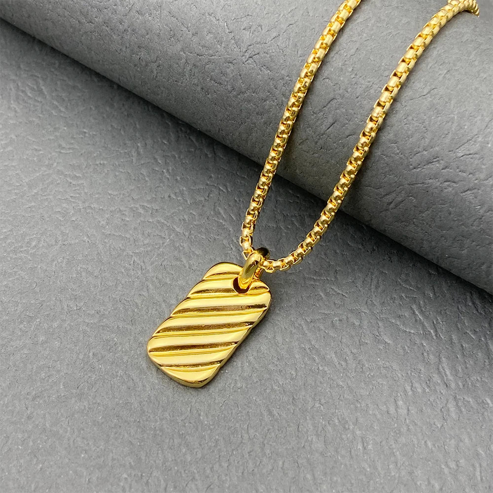 David Yurman High Quality Square Plate Pendant Necklace Luxury Square Plate Pendant Necklace for Men and Women Wholesale Jewelry-7