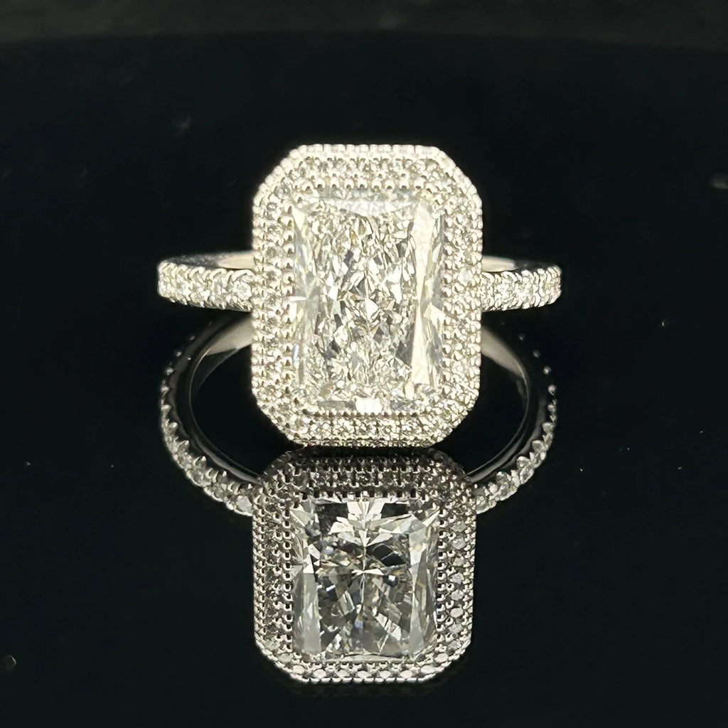 18K White Gold  D VS1 Lab Grown Diamond Radiant Cut 3 Carat CVD Wedding Ring with IGI Certificate-3