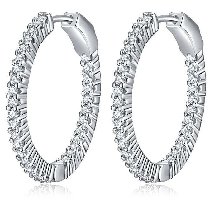 Trendy Vintage Minimalist 925 Sterling Silver Moissanite Hoop Earrings for Women Geometric Circle Design Fine Jewelry Gift Idea-0