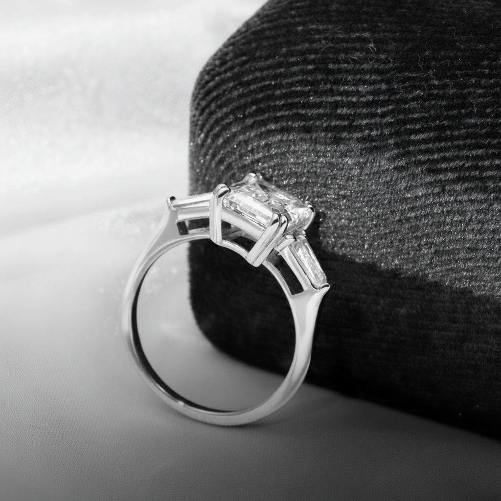 Tianyu Gems Moissanite Rings Women Engagement 18K Gold Plated 925 Silver 3 Carat Emerald Cut Mossanite Wedding Ring for Women-2