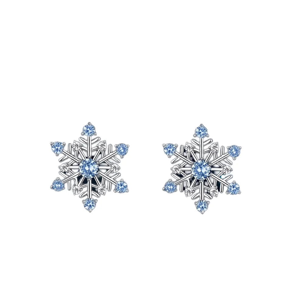No Tariffs Trendy Women's 925 Sterling Silver Snowflake Shape VVS Moissanite Stud Earrings-5