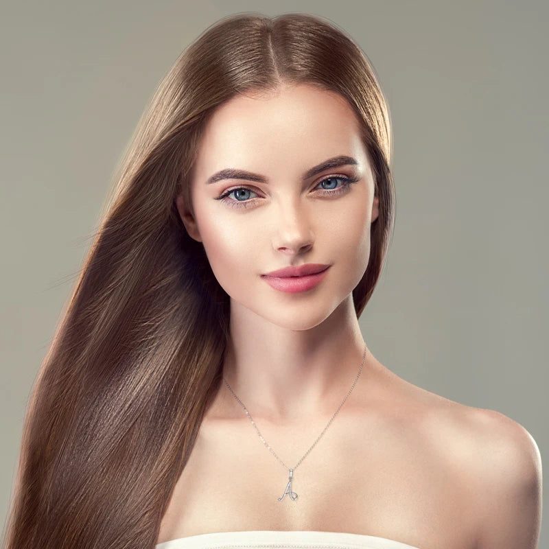 A-Z Name Necklace 26 Letter Initial Moissanite Pendant Real Silver 925 for Couples Women Men Valentine's Day-4