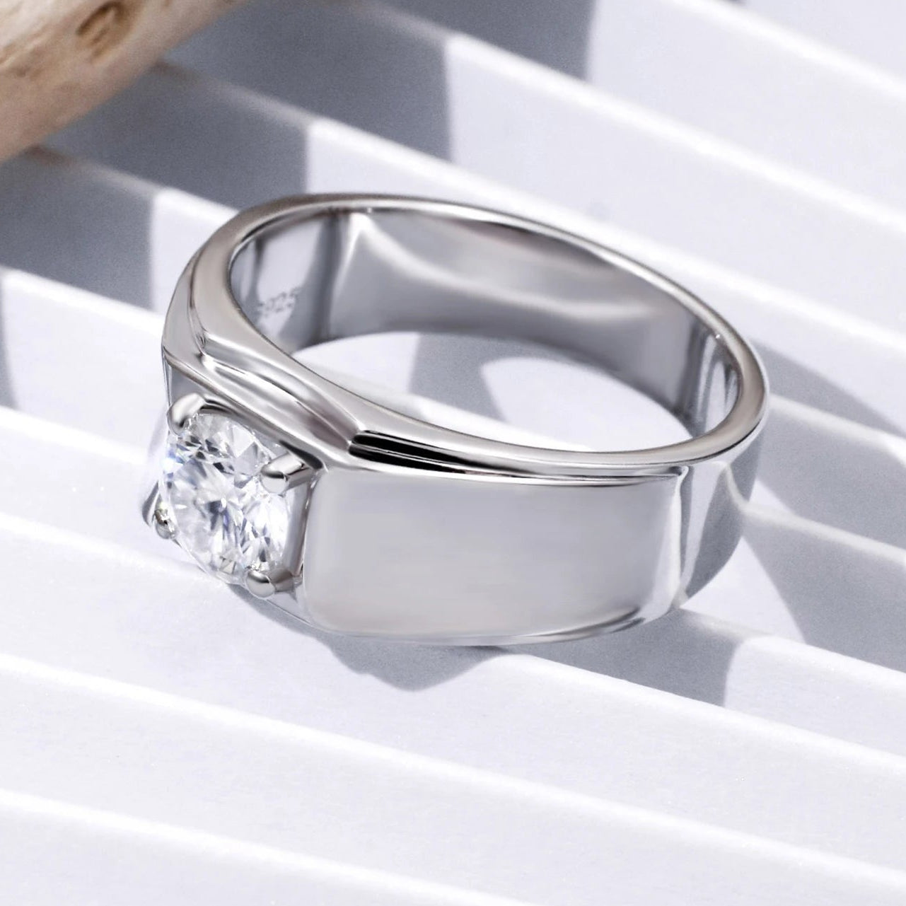 Tianyu Gems Finger Fine Jewelry Men's S925 1CT VVS 18k Gold Plated 925 Silver Mens Wedding Moissanite Silver Rings for Man-0