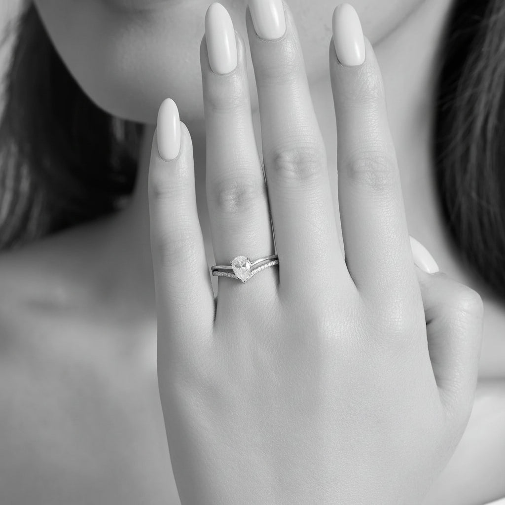 Fine Jewelry GRA Certificates 1 Carat VVS Pear Shape  Moissanite Diamond Engagement Rings 925 Sterling Silver Wedding Ring-4