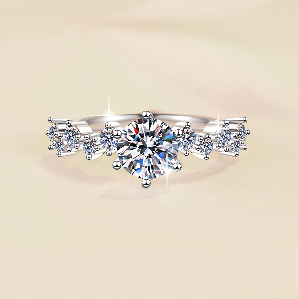 Tariff Free Light Luxury Jewelry  1Ct VVs1 Moissanite S925 Sterling Silver Half Row Diamond Ring Engagement Gift for Woman-1