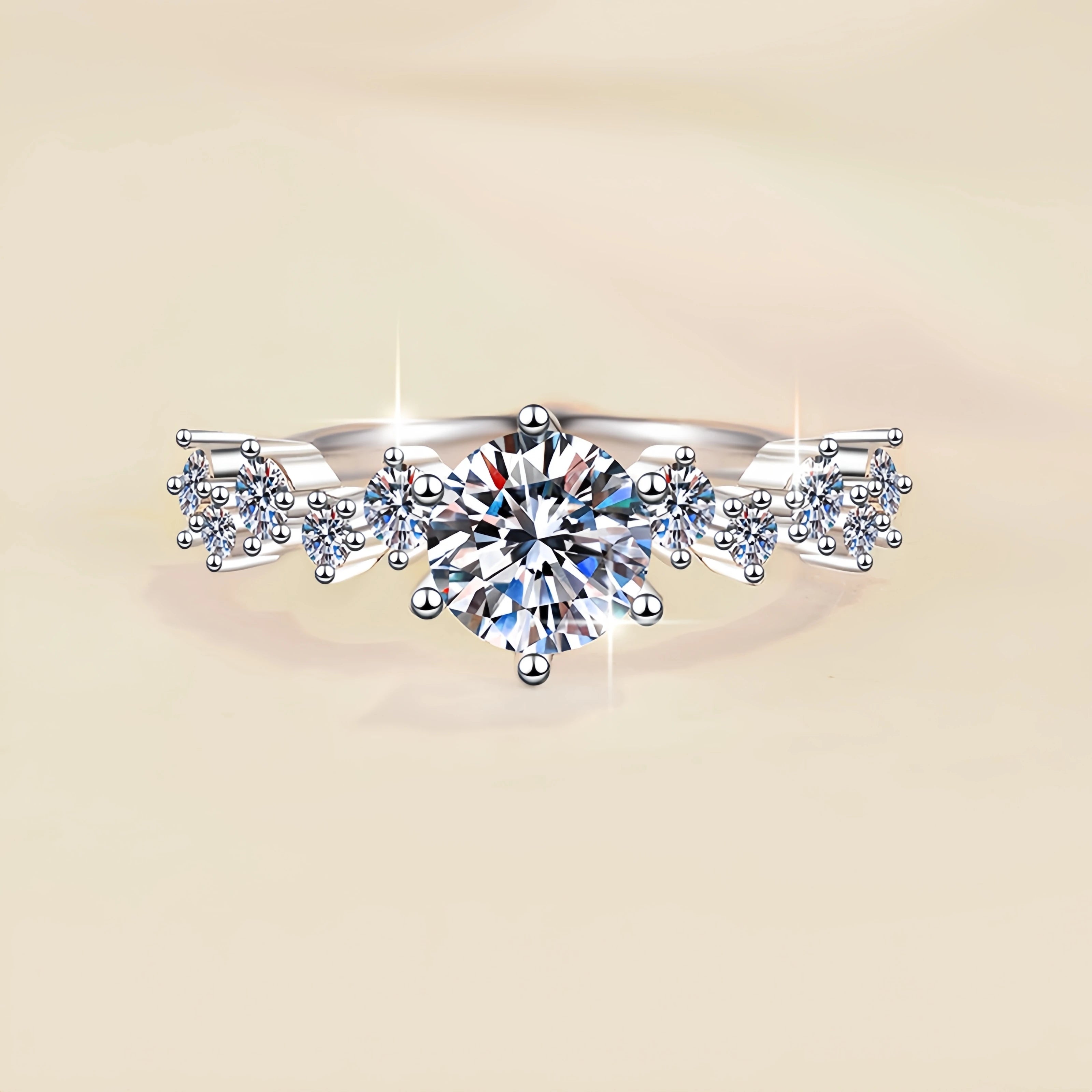 Tariff Free Light Luxury Jewelry  1Ct VVs1 Moissanite S925 Sterling Silver Half Row Diamond Ring Engagement Gift for Woman-1