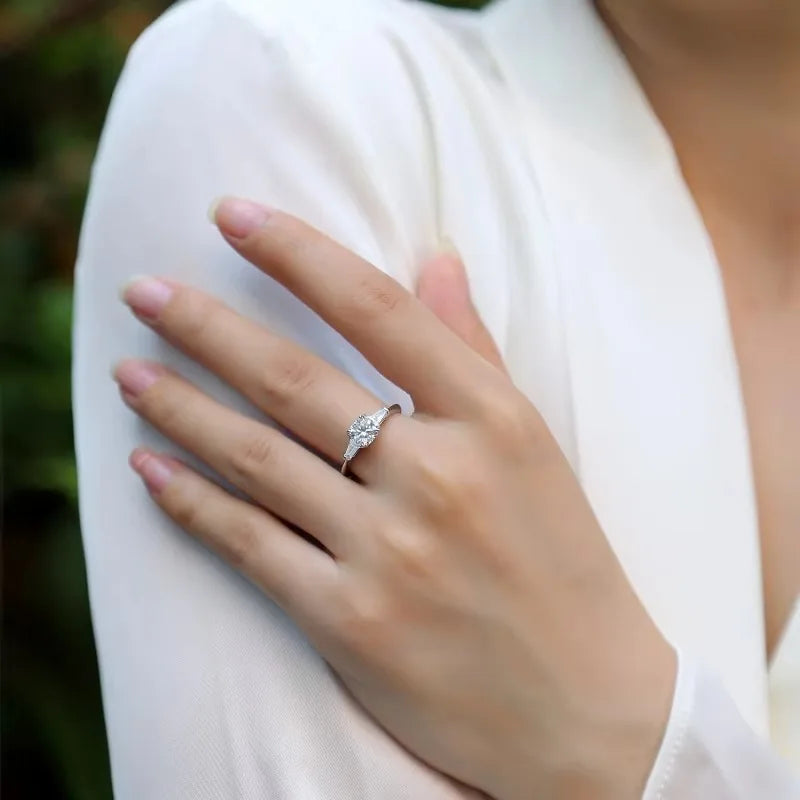 US Local Stock Moissanite Ring S925 Silver Plated 18K Gold D Color VVS GRA Certified Elegant Bridal Engagement Ring for Women-1