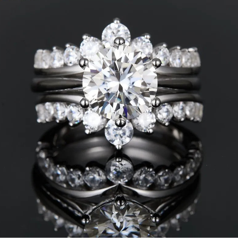 Luxury Wedding Moissanite Ring  S925 Silver Set Jewelry Engagement Moissanite Ring Bezel Ring-6