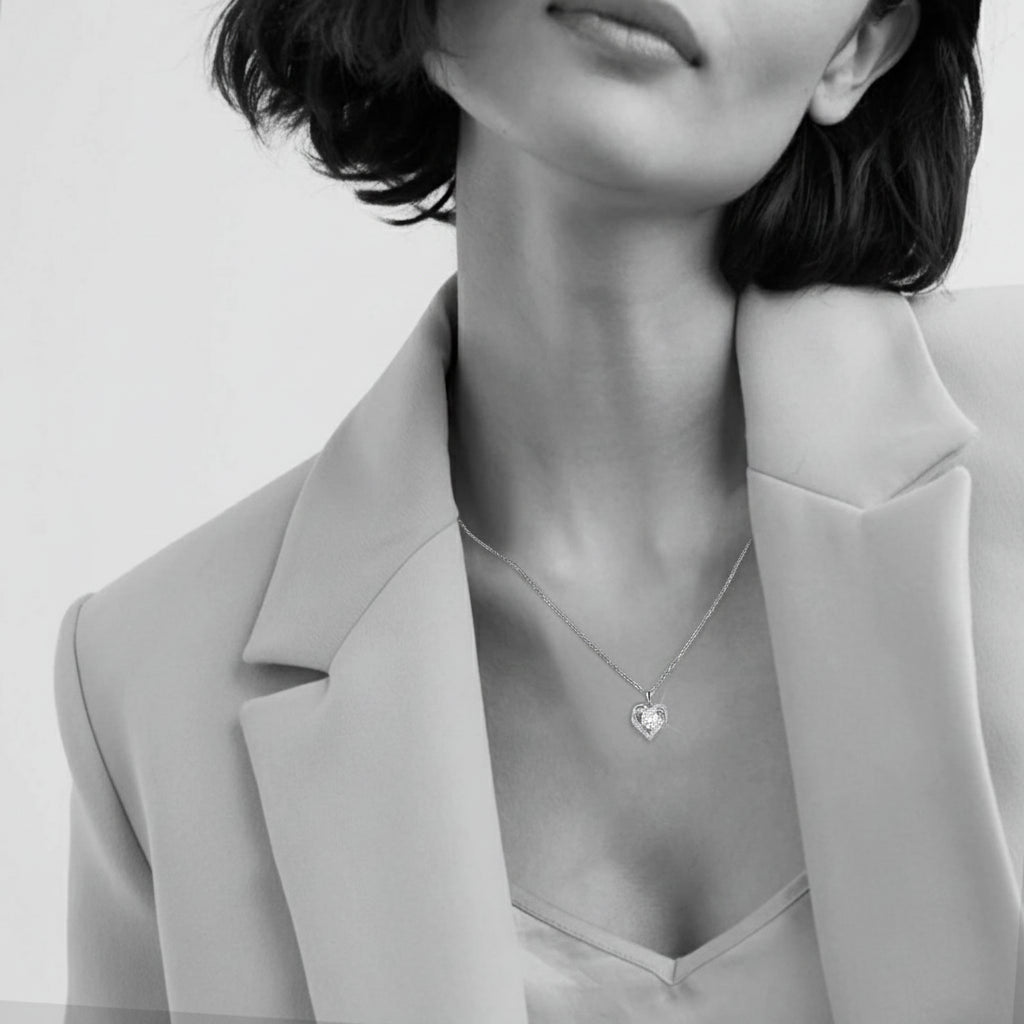 Heart Pendant Necklace Gifts Women VVS 1 Carat Moissanite Diamond Pendant GRA 925 Sterling Silver Gold Plating Love Charm Chain-5