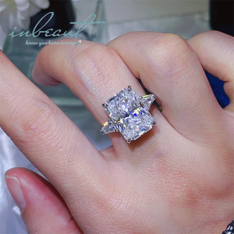 Silver 925 Original 10 Carat Brilliant Radiant Cut Diamond Test Past D Color Moissanite Wedding Ring for Women Fine Jewelry-3