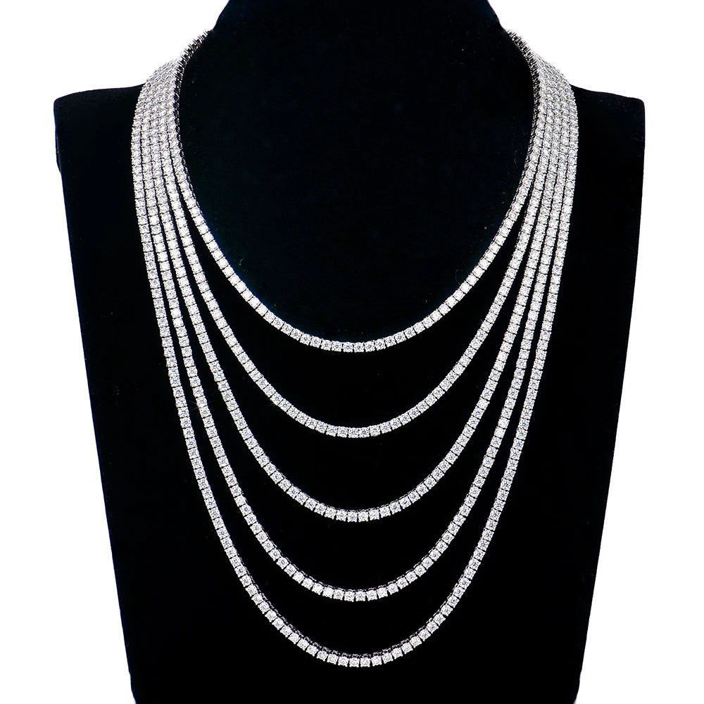 925 Silver Moissanite Tennis Necklaces D VVS Iced Out Moissanite Diamond Necklaces Gold Plated 3 -6.5mm Moissanite Tennis Chain-0