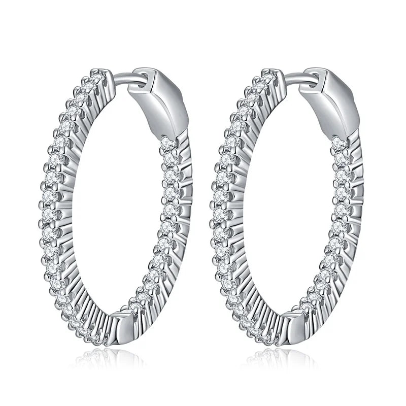 Trendy Vintage Minimalist 925 Sterling Silver Moissanite Hoop Earrings for Women Geometric Circle Design Fine Jewelry Gift Idea-4