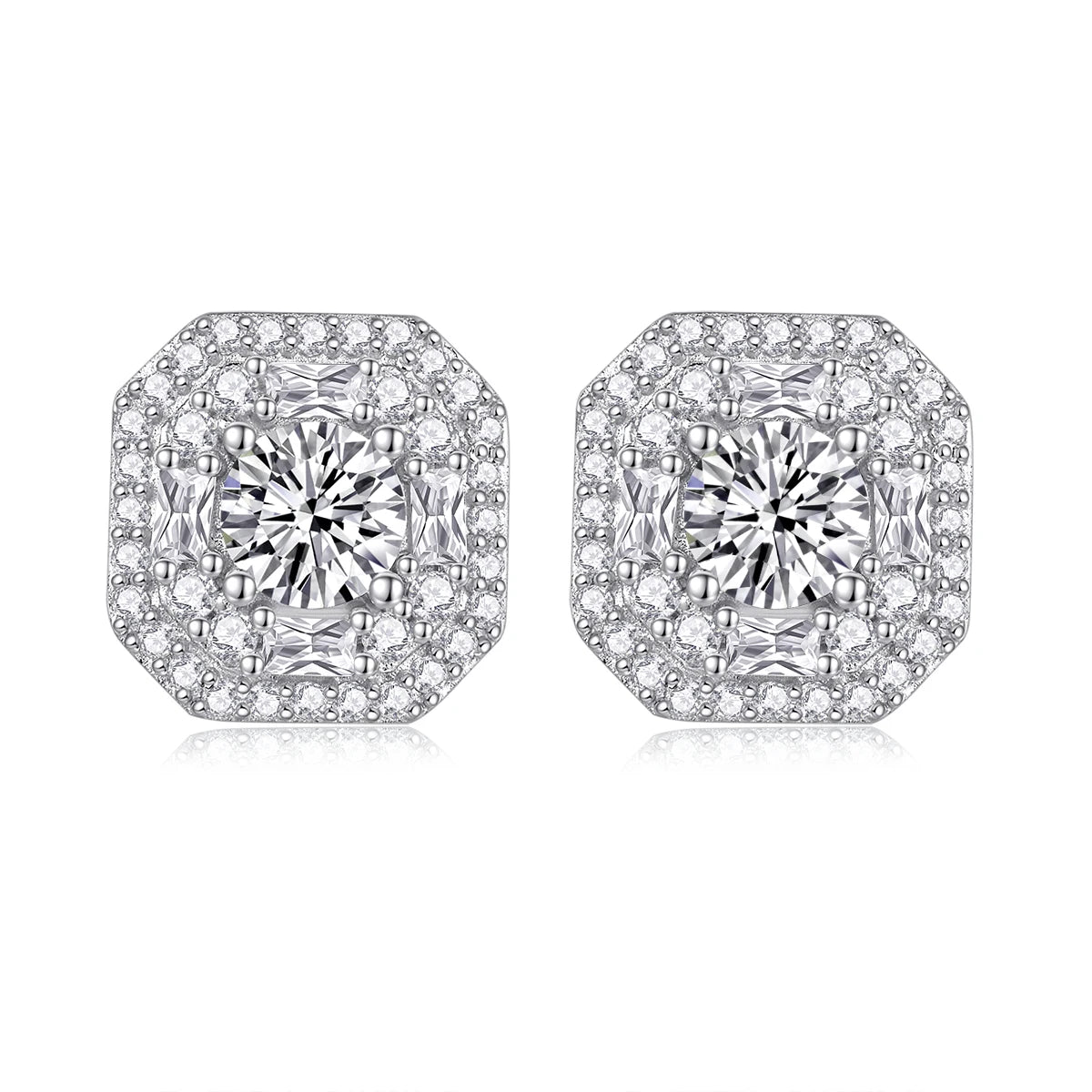 Luxury Moissanite Stud Earrings S925 Silver 18K Gold Plated D Color VVS Clarity Sparkling Halo Design Earrings-1