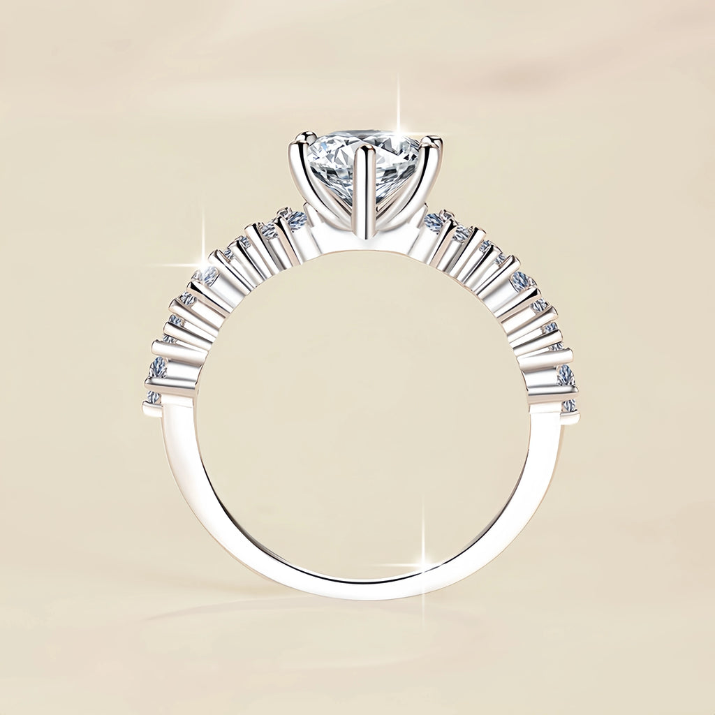 Tariff Free Light Luxury Jewelry  1Ct VVs1 Moissanite S925 Sterling Silver Half Row Diamond Ring Engagement Gift for Woman-2